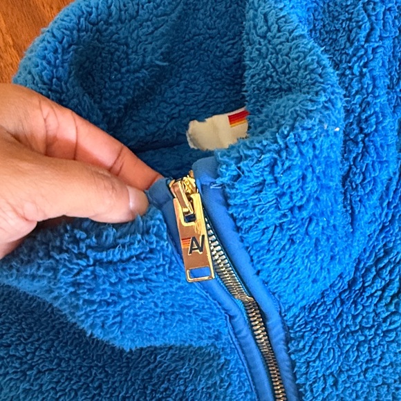 Aviator Nation TEDDY UNISEX HALF ZIP JACKET - BLUE CINA - Picture 4 of 8